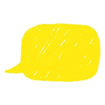 Speech bubble yellow blank, vector cartoon crayon communication frame, text box Illustrazione stock