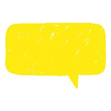 Speech bubble yellow blank, vector cartoon crayon communication chat frame, text Illustrazione stock