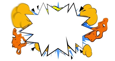 Speech bubble on yellow blue pop art elements and white background Stock Footage 172120572