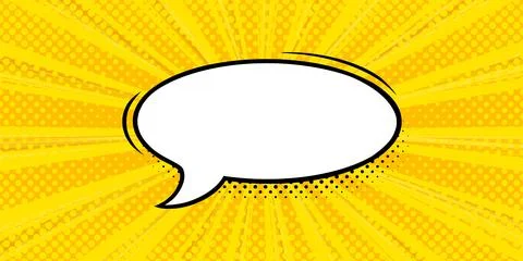 Speech bubble in yellow halftone background. Promotion banner template with Stock Illustration