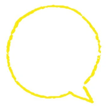 Speech bubble yellow outline blank, vector cartoon crayon communication chat Stock Illustration