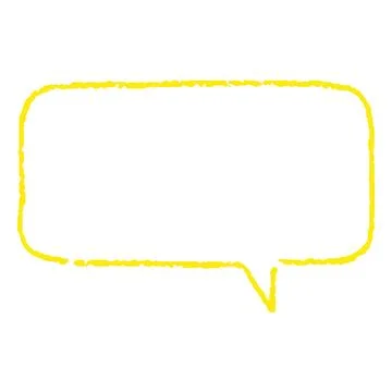Speech bubble yellow outline, vector cartoon crayon communication rectangle 스톡 일러스트