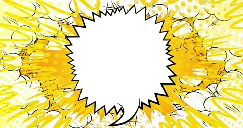 Speech Bubble on yellow pop art backdrop Stock Footage 171493576