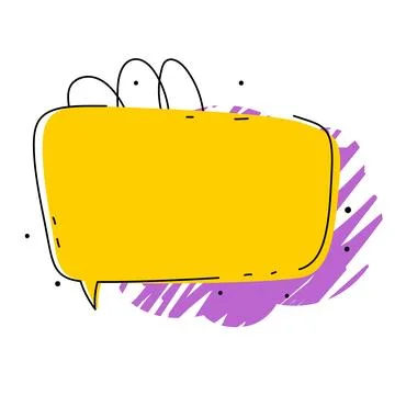 Speech bubble yellow sticker. Grunge strokes background. Paper note for remin Stock Illustration