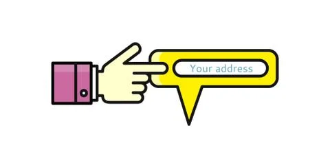 Speech Bubble Your Address Pointer Hand Stock Illustration