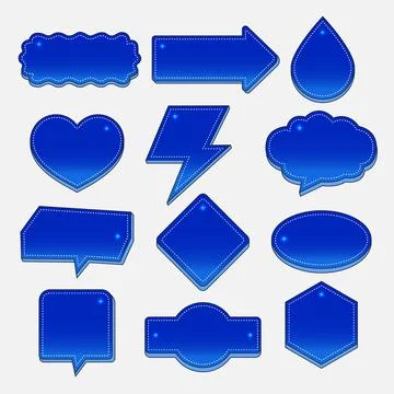 Speech Bubbles and Geometric Sticker Labels Set Stock Illustration