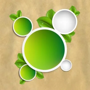 Speech bubbles and old paper with green leaves Stock Illustration