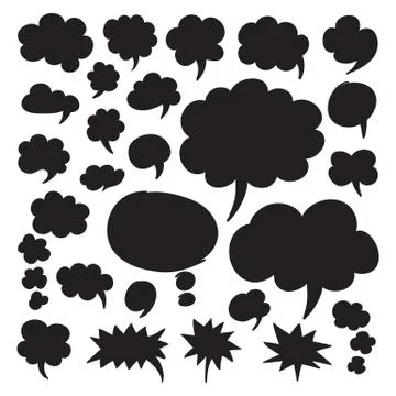 Speech Bubbles and Thought Clouds Stock Illustration