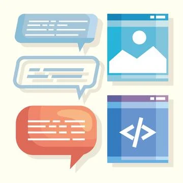 Speech bubbles and web pages Stock Illustration