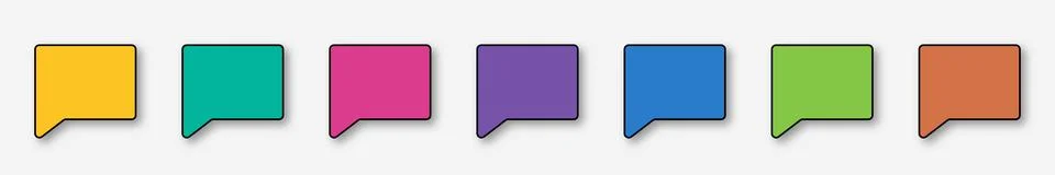 Speech bubbles are different color on a white background. Multicolored icons  Stock Illustration