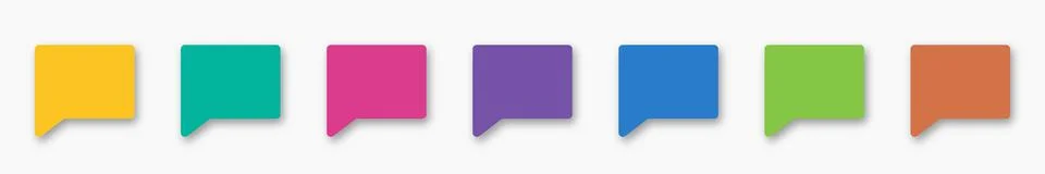 Speech bubbles are different color on a white background. Multicolored icons  Stock Illustration