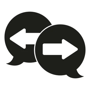 Speech bubbles with arrows indicating communication exchange Stockillustratie
