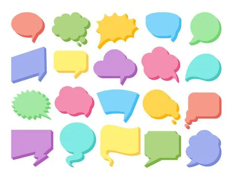Speech bubbles blank graphic cartoon colorful set Stock Illustration