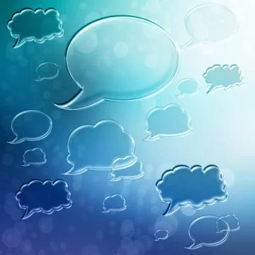 Speech bubbles on blue gradient background Stockillustratie