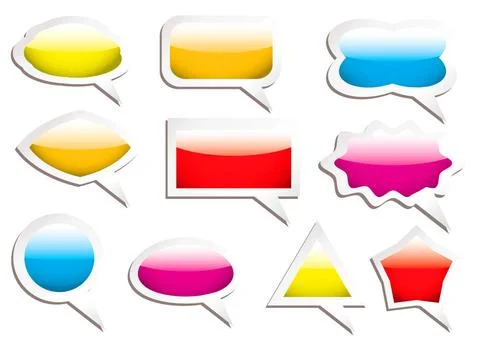 Speech bubbles Brightly colored gel filled speech bubbles with drop shadow... 스톡 사진