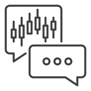 Speech Bubbles with Candlestick Trading Chart vector icon or symbol in outl.. Stock Illustration