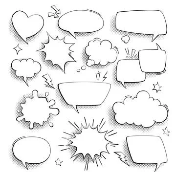 Speech bubbles. Cartoon comics talk, think and sound effects in bubble on イラスト素材
