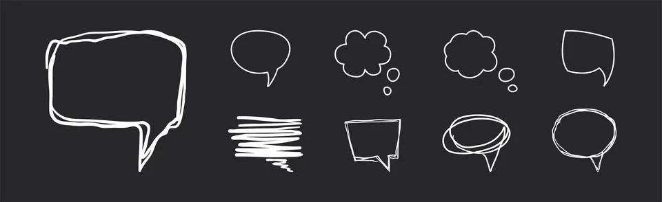 Speech Bubbles on Chalkboard as Message Cloud Vector Set Stockillustratie
