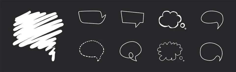 Speech Bubbles on Chalkboard as Message Cloud Vector Set Stockillustratie