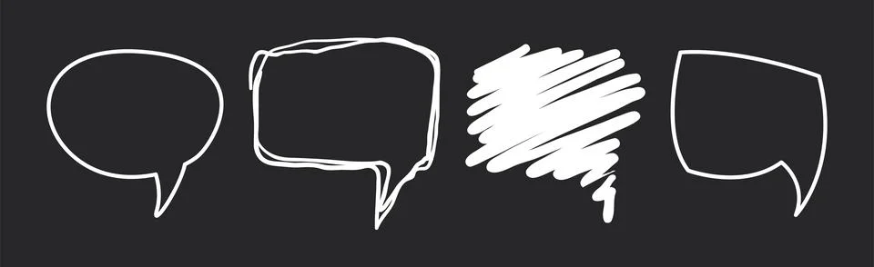 Speech Bubbles on Chalkboard as Message Cloud Vector Set Stockillustratie