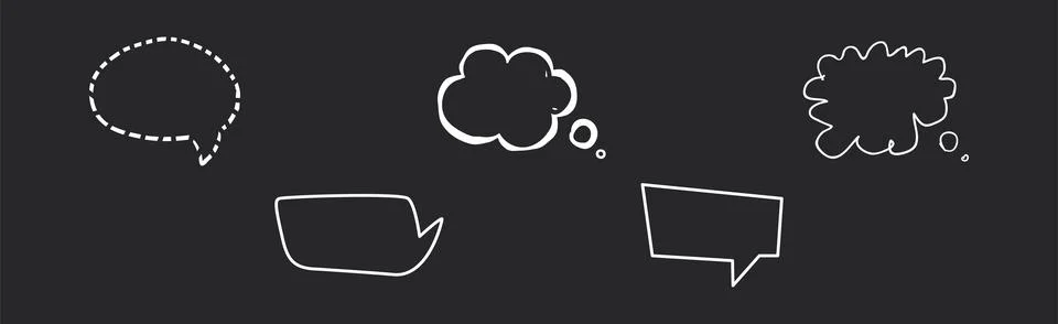 Speech Bubbles on Chalkboard as Message Cloud Vector Set Stock Illustration