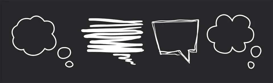 Speech Bubbles on Chalkboard as Message Cloud Vector Set 스톡 일러스트