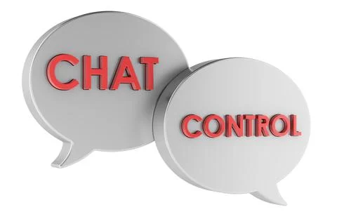Speech bubbles with Chat Control text. Message monitoring, privacy regulati.. Stock Illustration