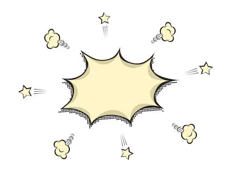 Speech bubbles with clouds and stars, empty comic dialog balloon for chat in pop Illustrazione stock
