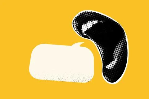 Speech Bubbles with collage-cut lips from a magazine. Retro elements for the Stock Illustration