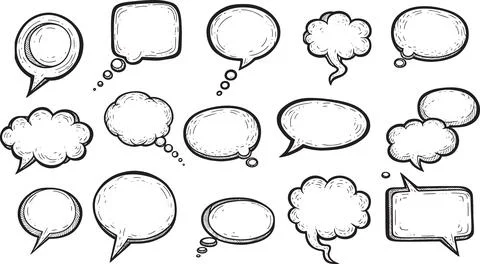 Speech bubbles collection featuring various shapes and styles including clo.. Stock Illustration