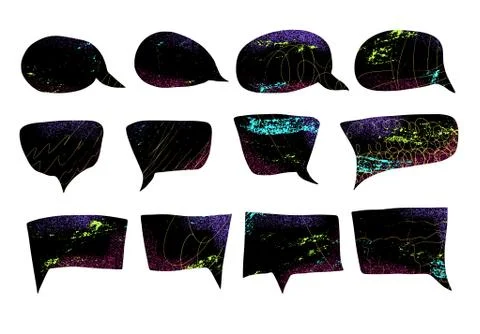 Speech bubbles collections. Bundle of hand drawn collage elements. Vector ill 스톡 일러스트