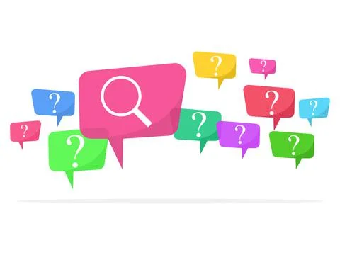 Speech bubbles with colorful question marks and error searching vector Illustrazione stock
