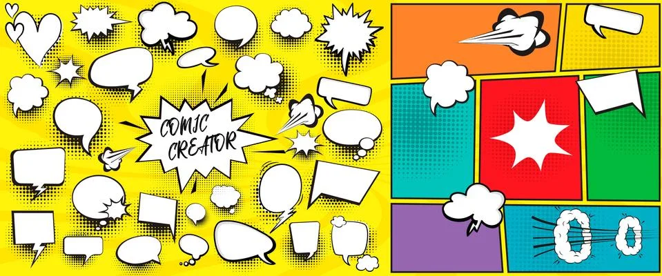 Speech bubbles comic creator set Stock Illustration