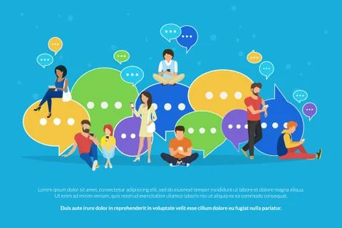 Speech bubbles for comment and reply concept flat vector illustration Illustrazione stock