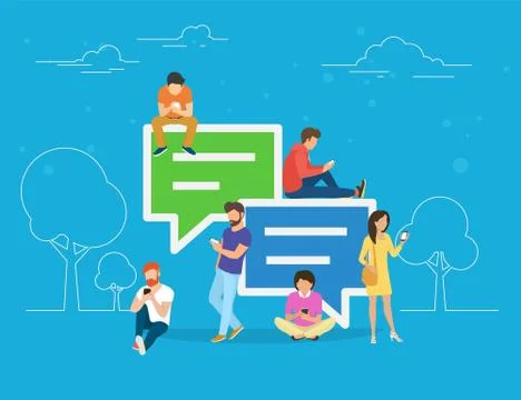 Speech bubbles for comment anf reply concept illustration Illustrazione stock