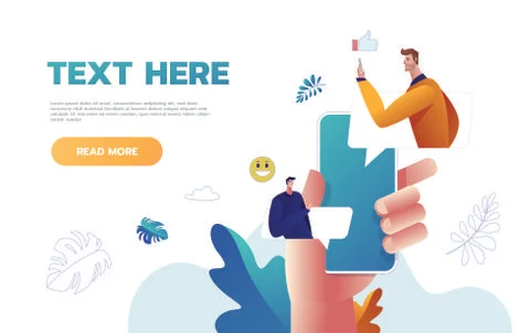 Speech bubbles for comment anf reply concept flat vector illustration of young Illustrazione stock