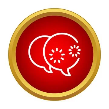 Speech bubbles communicating chat message in app icon Stock Illustration