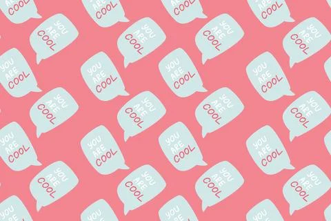 Speech bubbles with compliment phrases, self love quotes pattern Stock Illustration