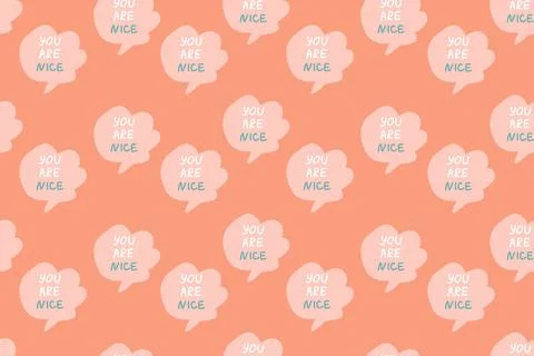 Speech bubbles with compliment phrases, self love quotes pattern Stock Illustration