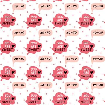Speech bubbles with compliment phrases, self love quotes pattern Stockillustratie