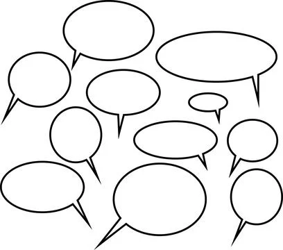 Speech bubbles, concept expressing opinion society Stock Illustration