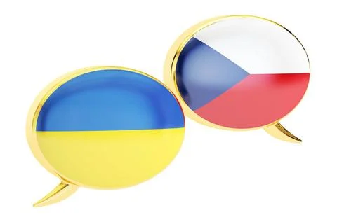 Speech bubbles, Czech-Ukrainian conversation concept. 3D rendering Speech ... Stock Photos