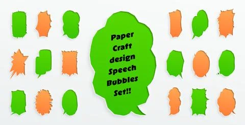 Speech bubbles designed to look like they were cut out of paper, vertical w.. Stock Illustration