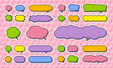 Speech bubbles designed like toy blocks, horizontal type Stock Illustration