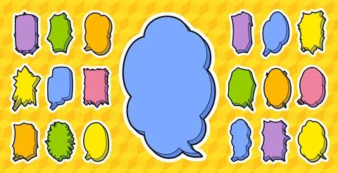 Speech bubbles designed like toy blocks, vertical writing Stock Illustration