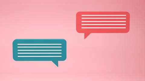 Speech bubbles, dialogue icons over pink background, 3d render Stock Illustration