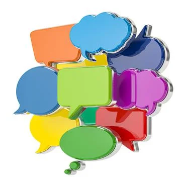 Speech bubbles of different forms and coclors isolated on white. Illustrazione stock