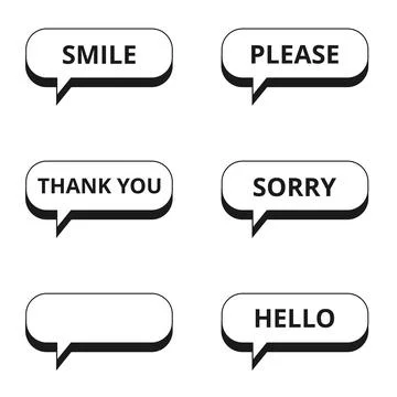 Speech bubbles with differents words inside and one empty Illustrazione stock