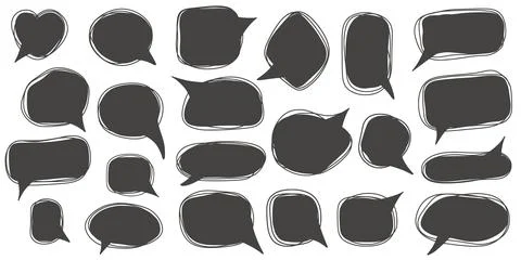 Speech bubbles in doodle sketch style 스톡 일러스트