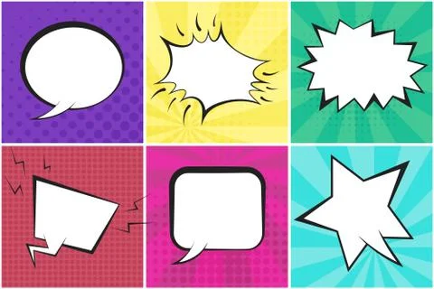 Speech bubbles on dotted and striped backgrounds Stock Illustration